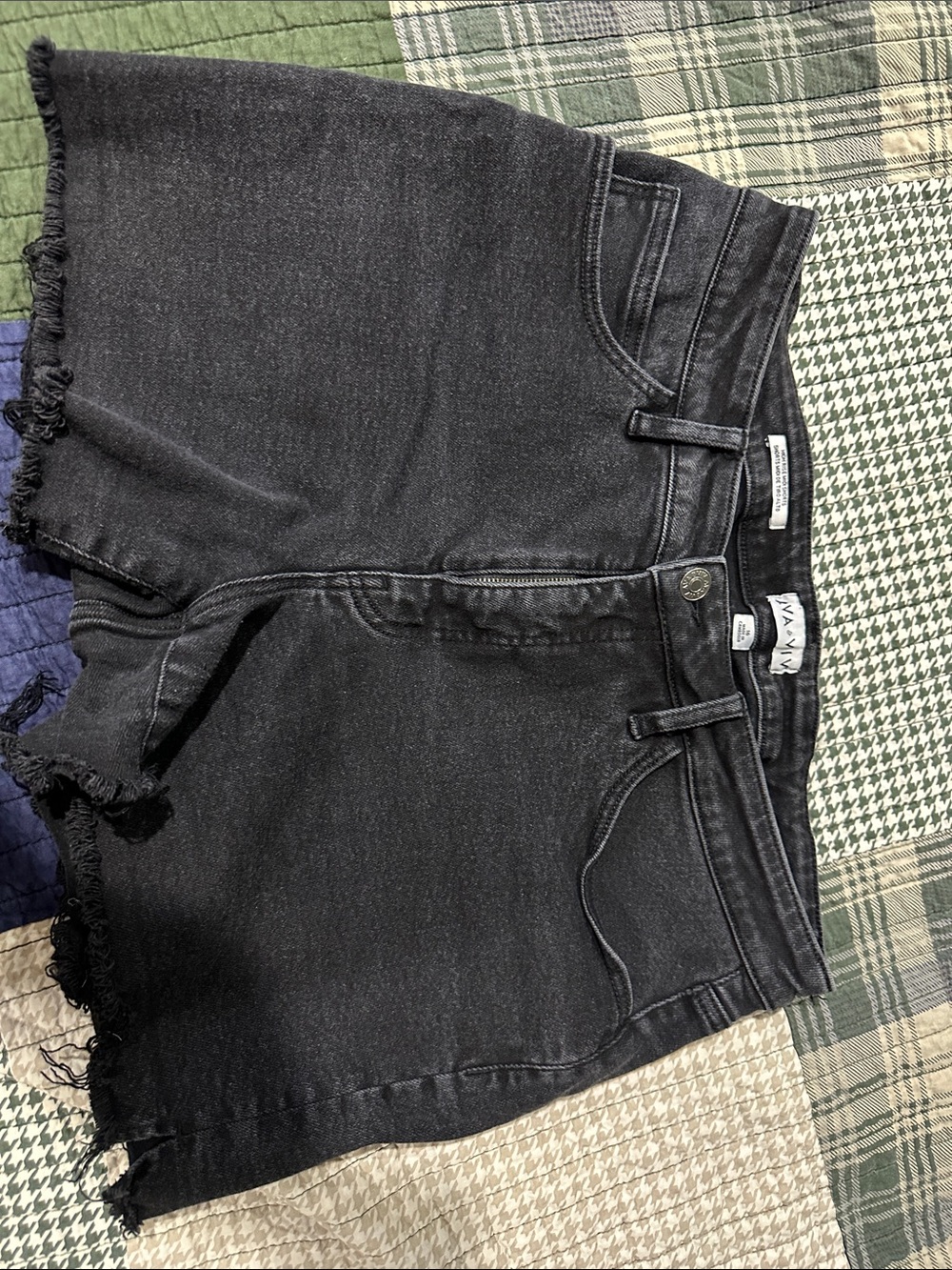 Ava & Viv Black High-Rise Frayed Denim Shorts